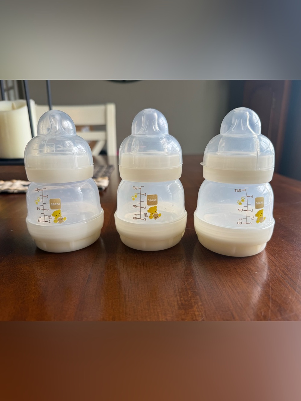 MAM Baby Bottle with Yellow Bear Design - Set of 3